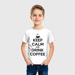 Футболка хлопковая детская Keep Calm & Drink Coffee, цвет: белый — фото 2