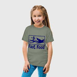 Футболка хлопковая детская Shark fast food, цвет: авокадо — фото 2