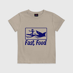 Футболка хлопковая детская Shark fast food, цвет: миндальный