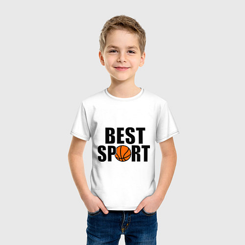 Детская футболка Лучший спорт баскетбол / Белый – фото 3