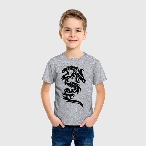 Детская футболка Дракон узор / Меланж – фото 3