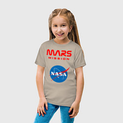 Футболка хлопковая детская Nasa Mars mission, цвет: миндальный — фото 2