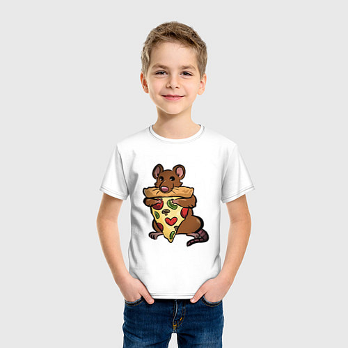 Детская футболка Крыса с сыром / Белый – фото 3