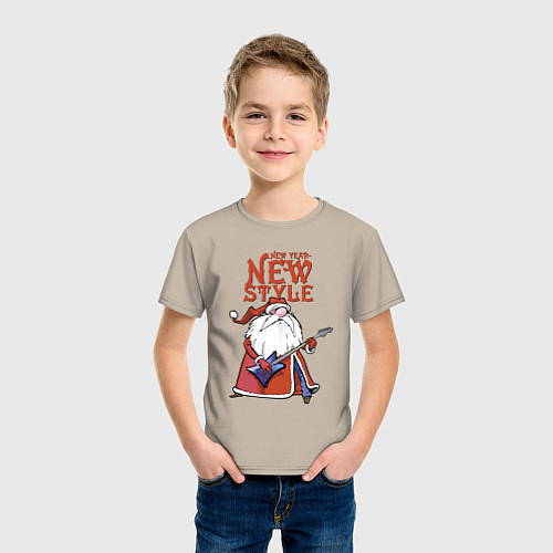 Детская футболка New Year - new style! / Миндальный – фото 3