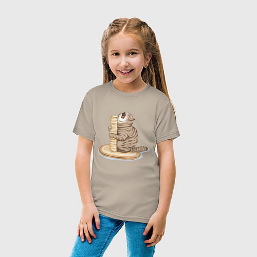 Детская футболка Орущий Кот / Миндальный – фото 4