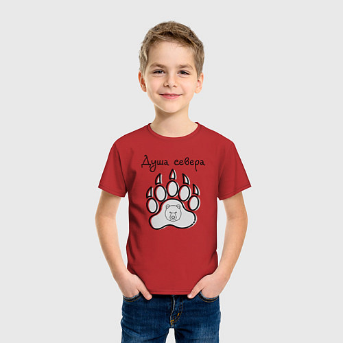 Детская футболка Душа севера - след медведя / Красный – фото 3