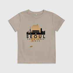 Футболка хлопковая детская Сеул Южная Корея, цвет: миндальный