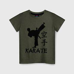 Футболка хлопковая детская Karate craftsmanship цвета меланж-хаки — фото 1