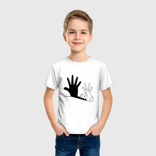 Детская футболка Кролик и тень / Белый – фото 3