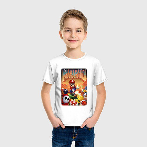 Детская футболка Mario в стиле Doom / Белый – фото 3