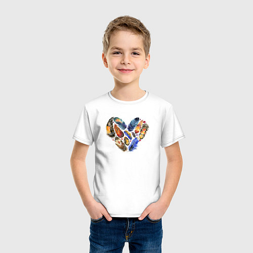 Детская футболка Сердце Из Перьев / Белый – фото 3