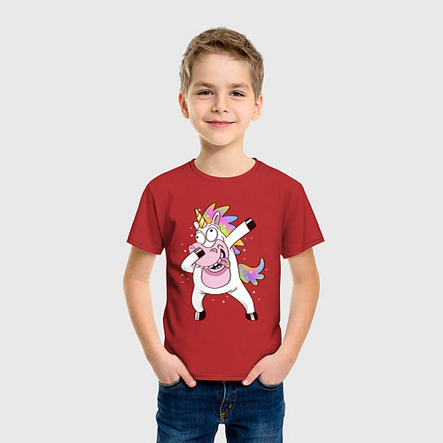 Детская футболка Dabbing Unicorn / Красный – фото 3