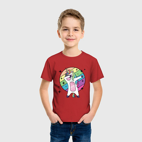 Детская футболка Dab Unicorn / Красный – фото 3
