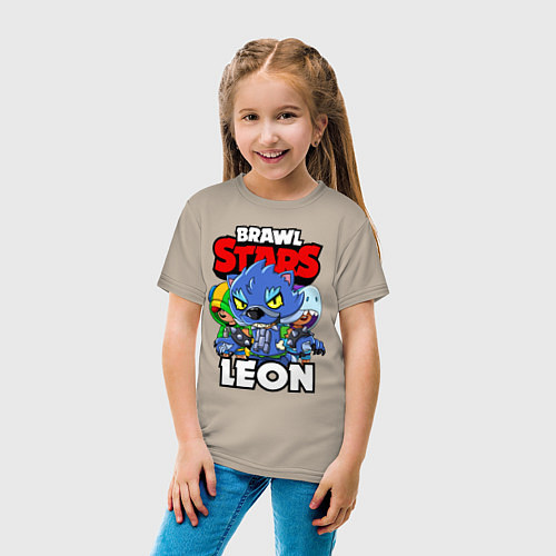 Детская футболка BRAWL STARS LEON / Миндальный – фото 4