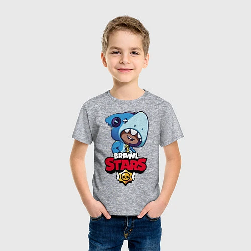 Детская футболка Brawl Stars LEON SHARK / Меланж – фото 3