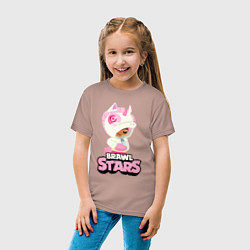Футболка хлопковая детская Leon Unicorn Brawl Stars, цвет: пыльно-розовый — фото 2