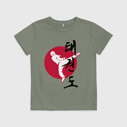 Футболка хлопковая детская Тхэквондо, цвет: авокадо