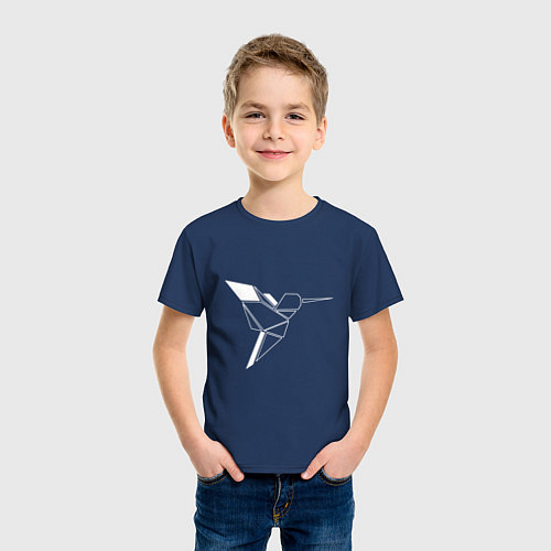Детская футболка Геометрическая птица / Тёмно-синий – фото 3