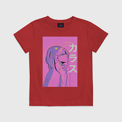 Футболка хлопковая детская Vaporwave anime art, цвет: красный