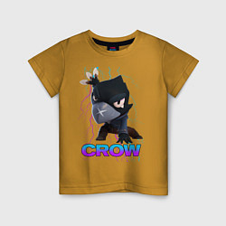 Футболка хлопковая детская Brawl Stars CROW, цвет: горчичный