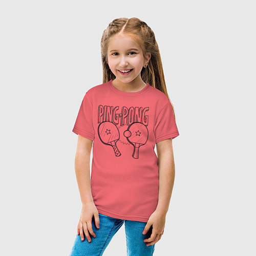 Детская футболка Пинг понг / Коралловый – фото 4