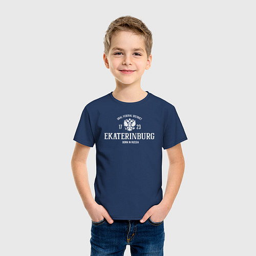 Детская футболка Екатеринбург Born in Russia / Тёмно-синий – фото 3