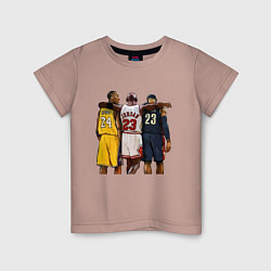 Футболка хлопковая детская Bryant, Jordan, James, цвет: пыльно-розовый