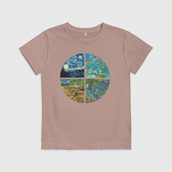 Футболка хлопковая детская Ван Гог Картины, цвет: пыльно-розовый