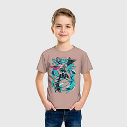 Футболка хлопковая детская Hatsune Miku Expo, цвет: пыльно-розовый — фото 2