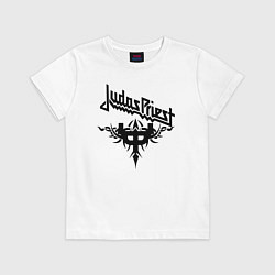 Футболка хлопковая детская Judas priest, цвет: белый