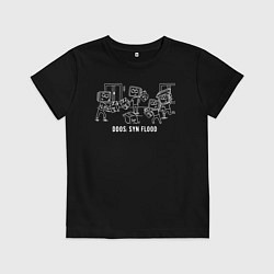 Футболка хлопковая детская DDoS: SYN Flood white, цвет: черный