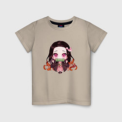 Футболка хлопковая детская Незуко Камадо, цвет: миндальный