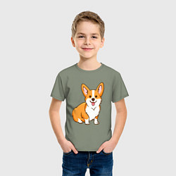 Футболка хлопковая детская Корги, цвет: авокадо — фото 2