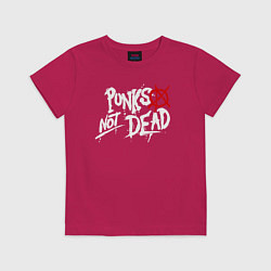 Футболка хлопковая детская Punks not dead, цвет: маджента