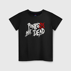 Футболка хлопковая детская Punks not dead, цвет: черный