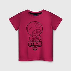 Футболка хлопковая детская Brawl Stars LEON раскраска, цвет: маджента