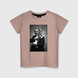 Футболка хлопковая детская Бродский и кот, цвет: пыльно-розовый