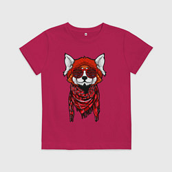Футболка хлопковая детская Красная панда, цвет: маджента