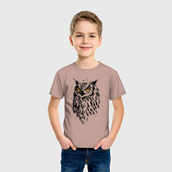 Футболка хлопковая детская Сова, цвет: пыльно-розовый — фото 2