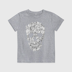 Футболка хлопковая детская ЧЕРЕП ИЗ КОТИКОВ, цвет: меланж