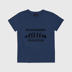 Футболка хлопковая детская Эволюция программиста, цвет: тёмно-синий