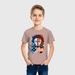 Футболка хлопковая детская KIMETSU NO YAIBA, цвет: пыльно-розовый — фото 2