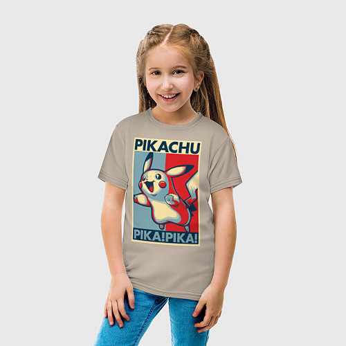 Детская футболка Пикачу / Миндальный – фото 4