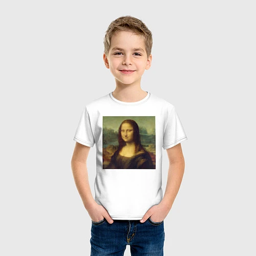 Детская футболка Mona Lisa pixels / Белый – фото 3