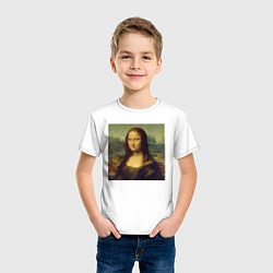 Футболка хлопковая детская Mona Lisa pixels, цвет: белый — фото 2
