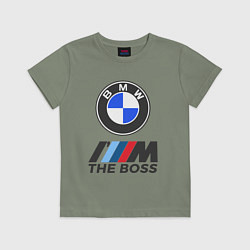 Футболка хлопковая детская BMW BOSS, цвет: авокадо