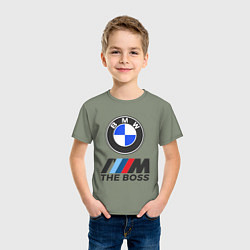 Футболка хлопковая детская BMW BOSS, цвет: авокадо — фото 2