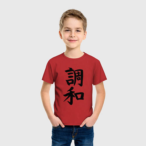 Детская футболка Японский иероглиф Гармония / Красный – фото 3