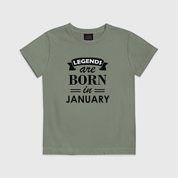 Футболка хлопковая детская Legends are born in january, цвет: авокадо