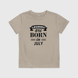 Футболка хлопковая детская Legends are born in july, цвет: миндальный